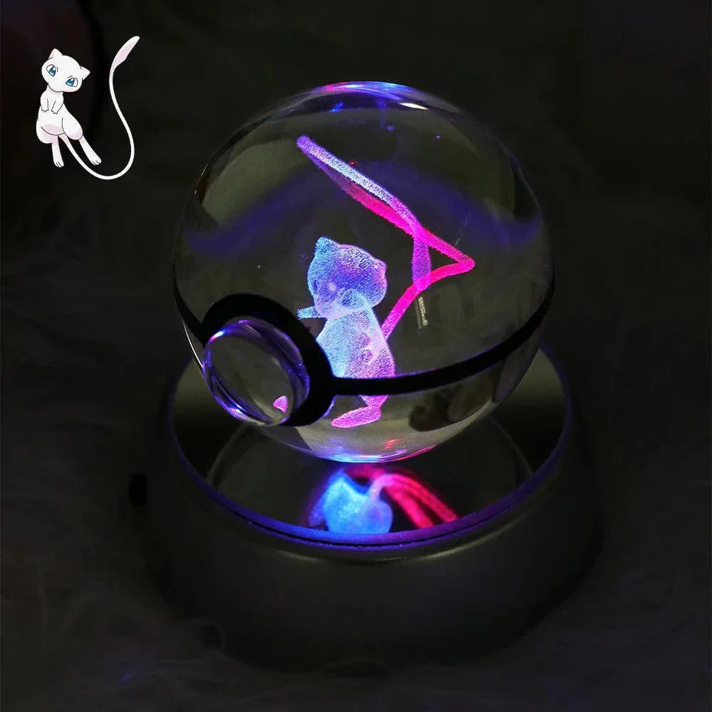 Pokeball 3D Crystal Ball & LED Lamp Base - Pokemon Toy with 3D Illuminated Figurine 2in (50 mm) - Pokestore