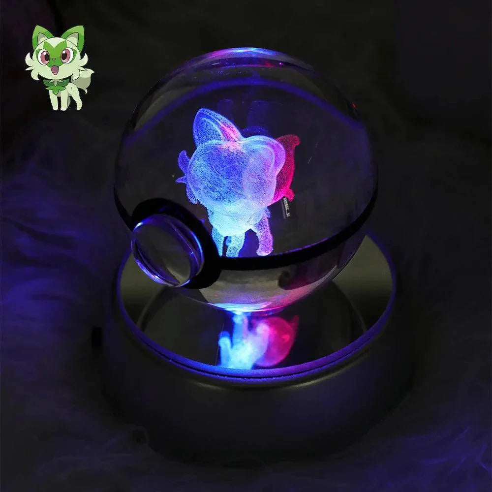 Pokeball 3D Crystal Ball & LED Lamp Base - Pokemon Toy with 3D Illuminated Figurine 2in (50 mm) - Pokestore