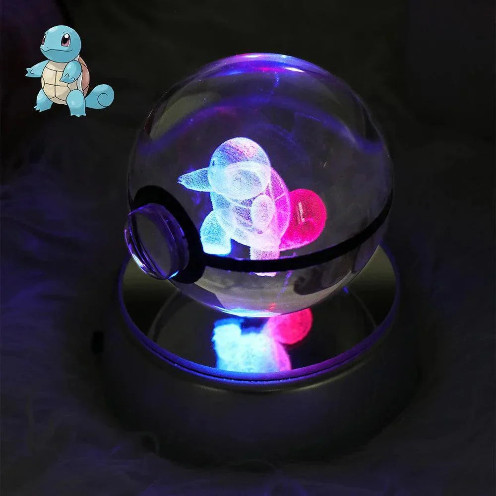 Pokeball 3D Crystal Ball & LED Lamp Base - Pokemon Toy with 3D Illuminated Figurine 2in (50 mm) - Pokestore