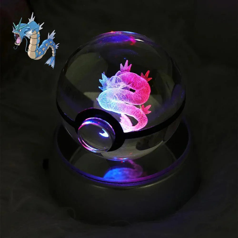 Pokeball 3D Crystal Ball & LED Lamp Base - Pokemon Toy with 3D Illuminated Figurine 2in (50 mm) - Pokestore