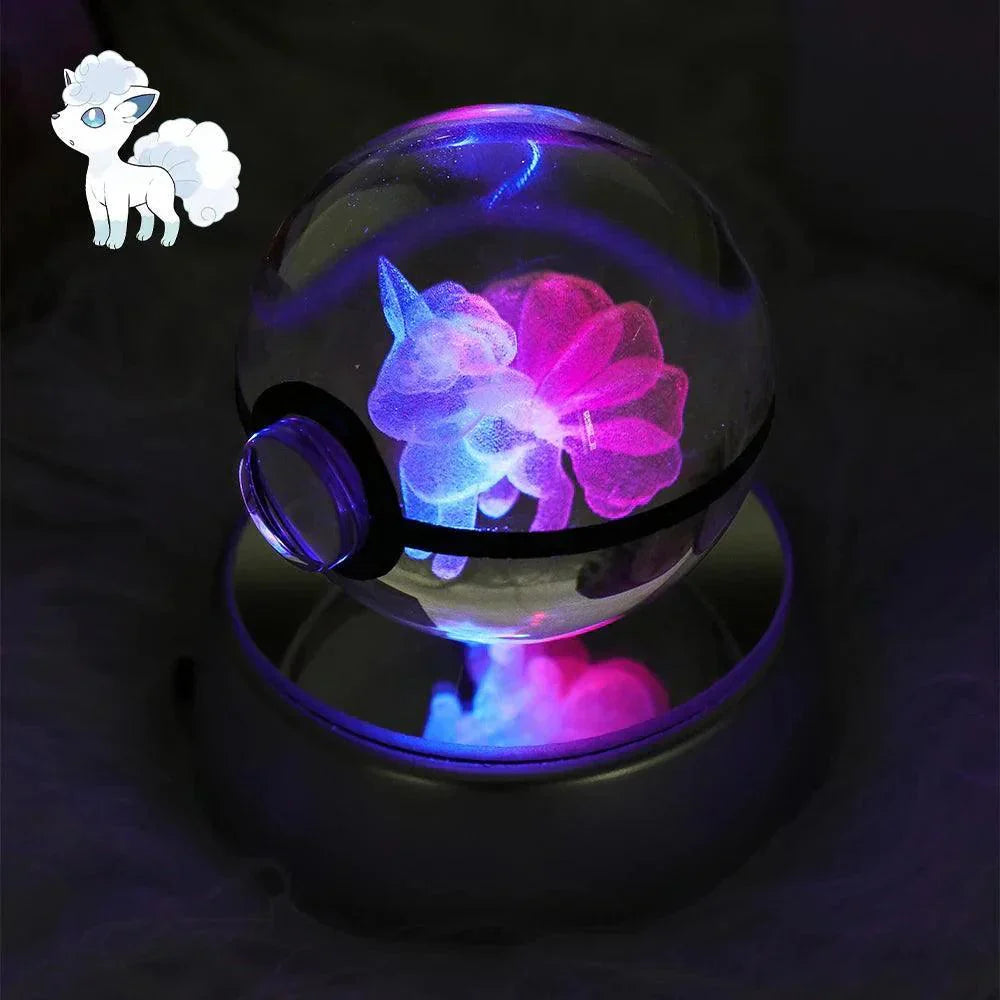 Pokeball 3D Crystal Ball & LED Lamp Base - Pokemon Toy with 3D Illuminated Figurine 2in (50 mm) - Pokestore