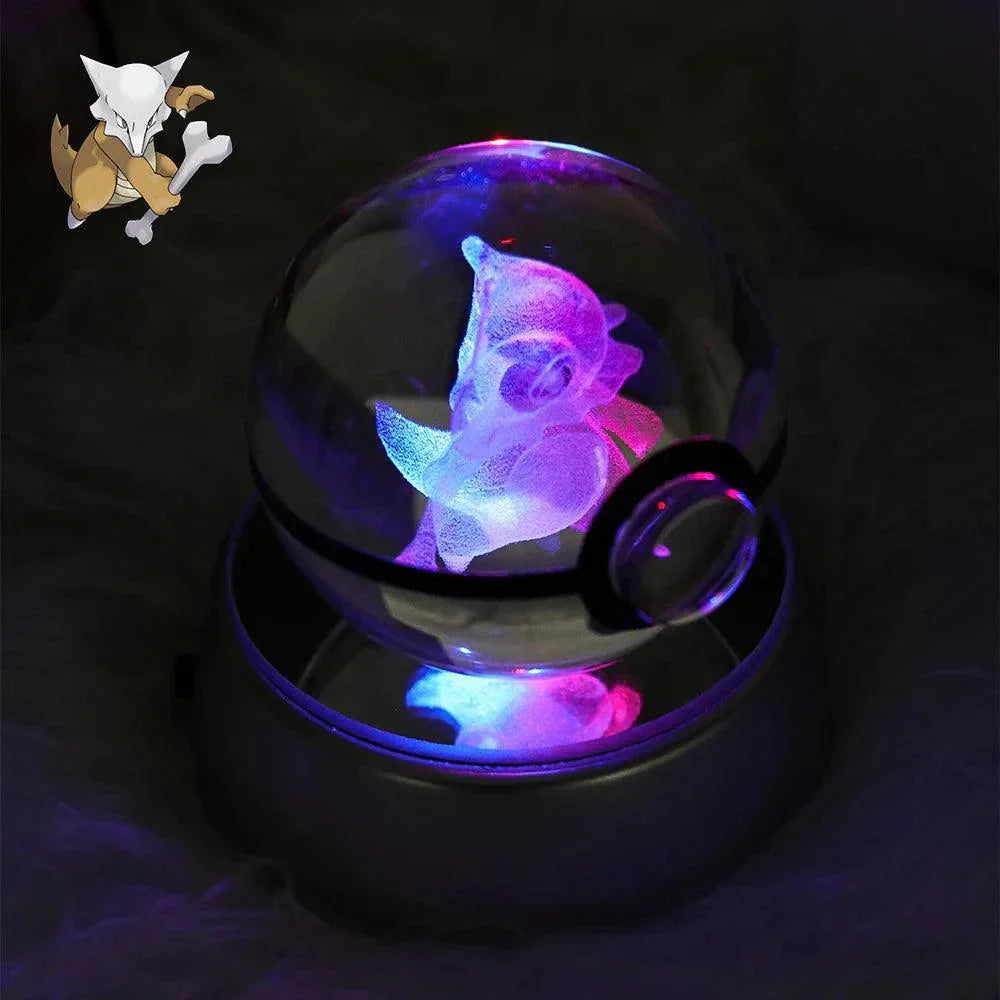 Pokeball 3D Crystal Ball & LED Lamp Base - Pokemon Toy with 3D Illuminated Figurine 2in (50 mm) - Pokestore