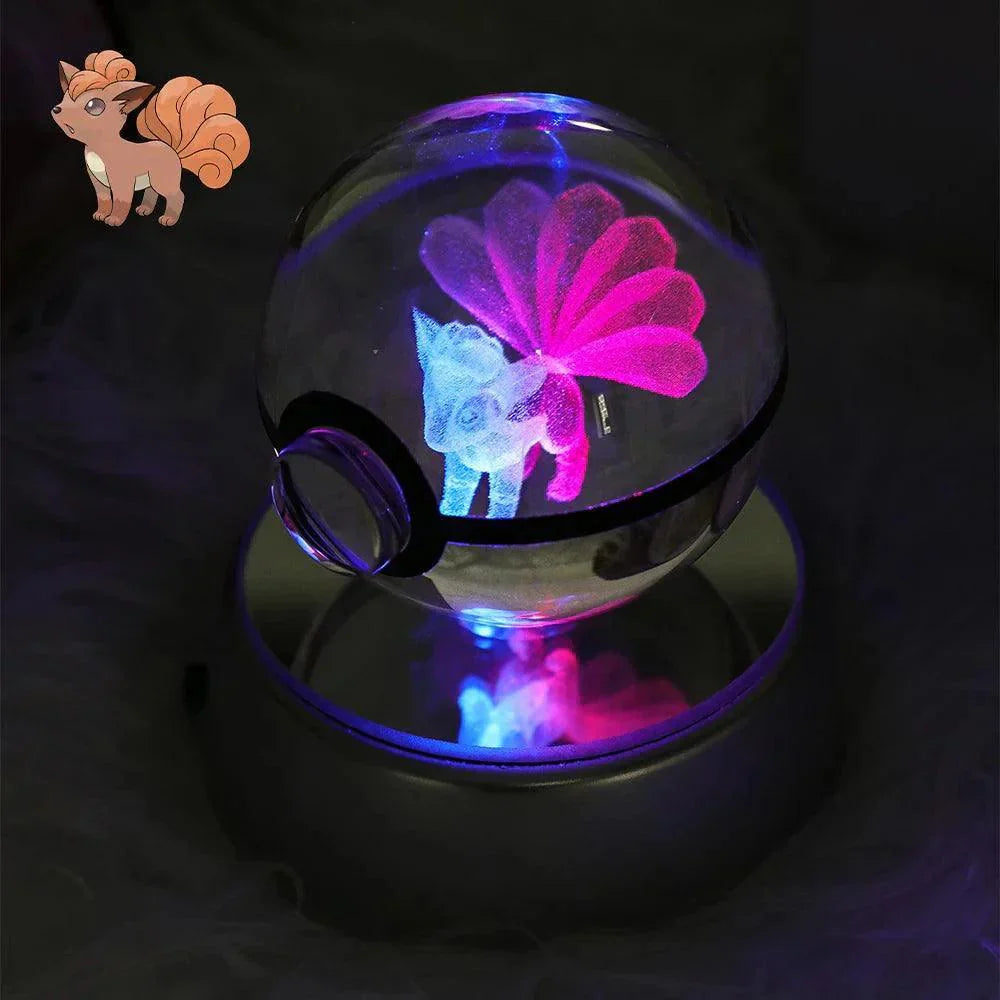 Pokeball 3D Crystal Ball & LED Lamp Base - Pokemon Toy with 3D Illuminated Figurine 2in (50 mm) - Pokestore