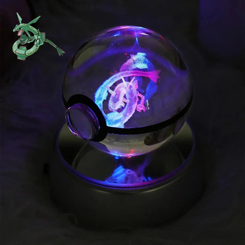 Pokeball 3D Crystal Ball & LED Lamp Base - Pokemon Toy with 3D Illuminated Figurine 2in (50 mm) - Pokestore