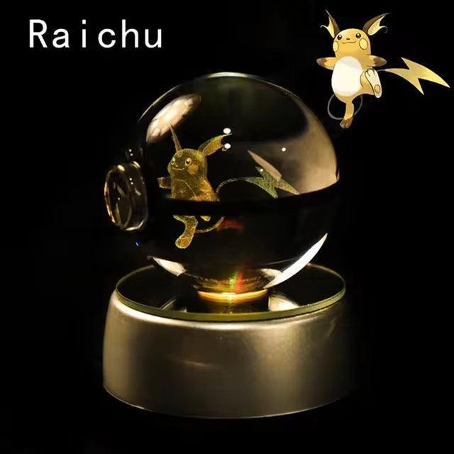 Pokeball 3D Crystal Ball & LED Lamp Base - Pokemon Toy with 3D Illuminated Figurine 2in (50 mm) - Pokestore