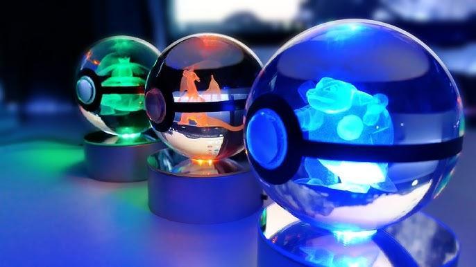 Pokeball 3D Crystal Ball & LED Lamp Base - Pokemon Toy with 3D Illuminated Figurine 2in (50 mm) - Pokestore