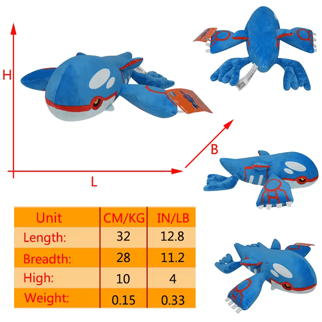 Kyogre Plush Doll (12.8 Inches/32 cm) Original Legendary Pokemon Toy - Pokestore